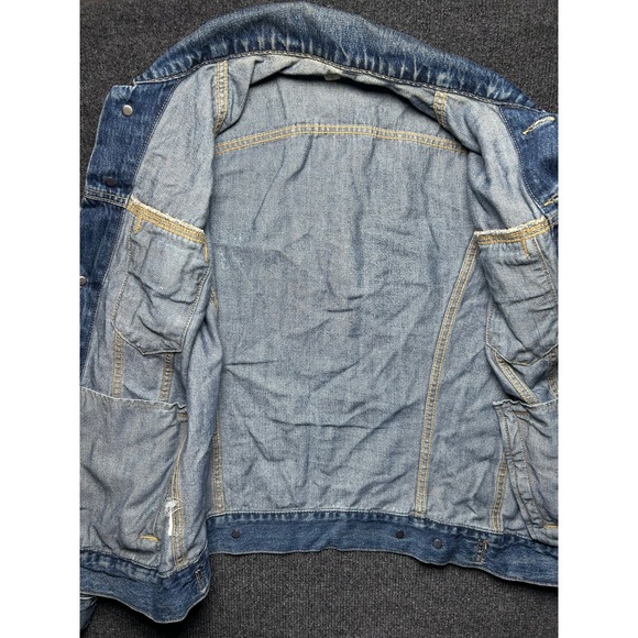 ABLE Distressed Denim Trucker Jacket Medium Wash Blue Size Small - Picture 4 of 10